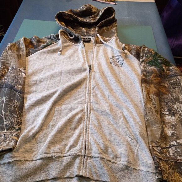 Realtree Camo Sleeves XL Lightweight Hooded Zipper Front pockets Sweatshirt - Picture 1 of 7